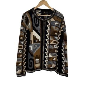 Baby Alpaca Aztec Button Front Cardigan Southwestern Western Size XL